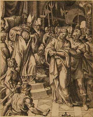 Bonasone Giulio - Cristo interrogato da Caifa